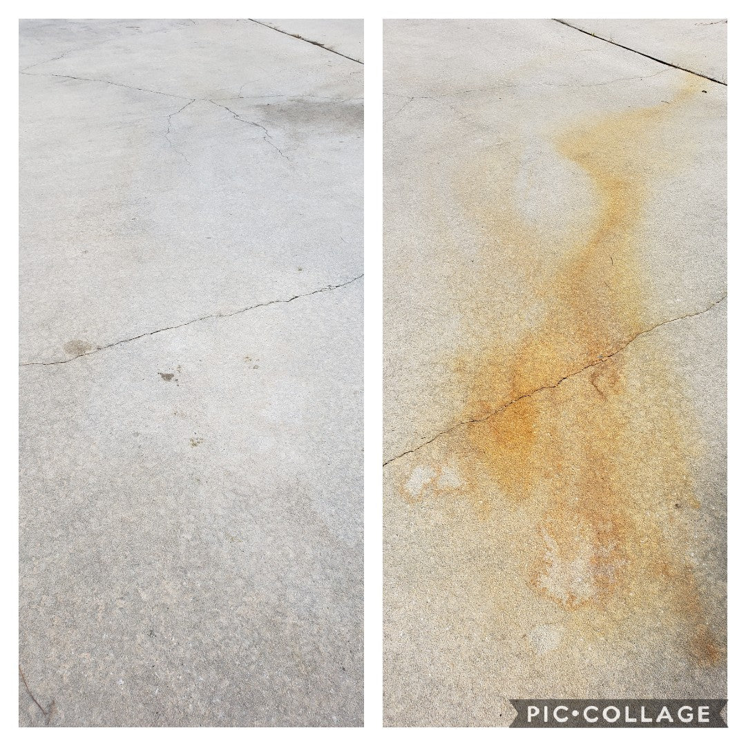 Rust Stain on Concrete Driveway